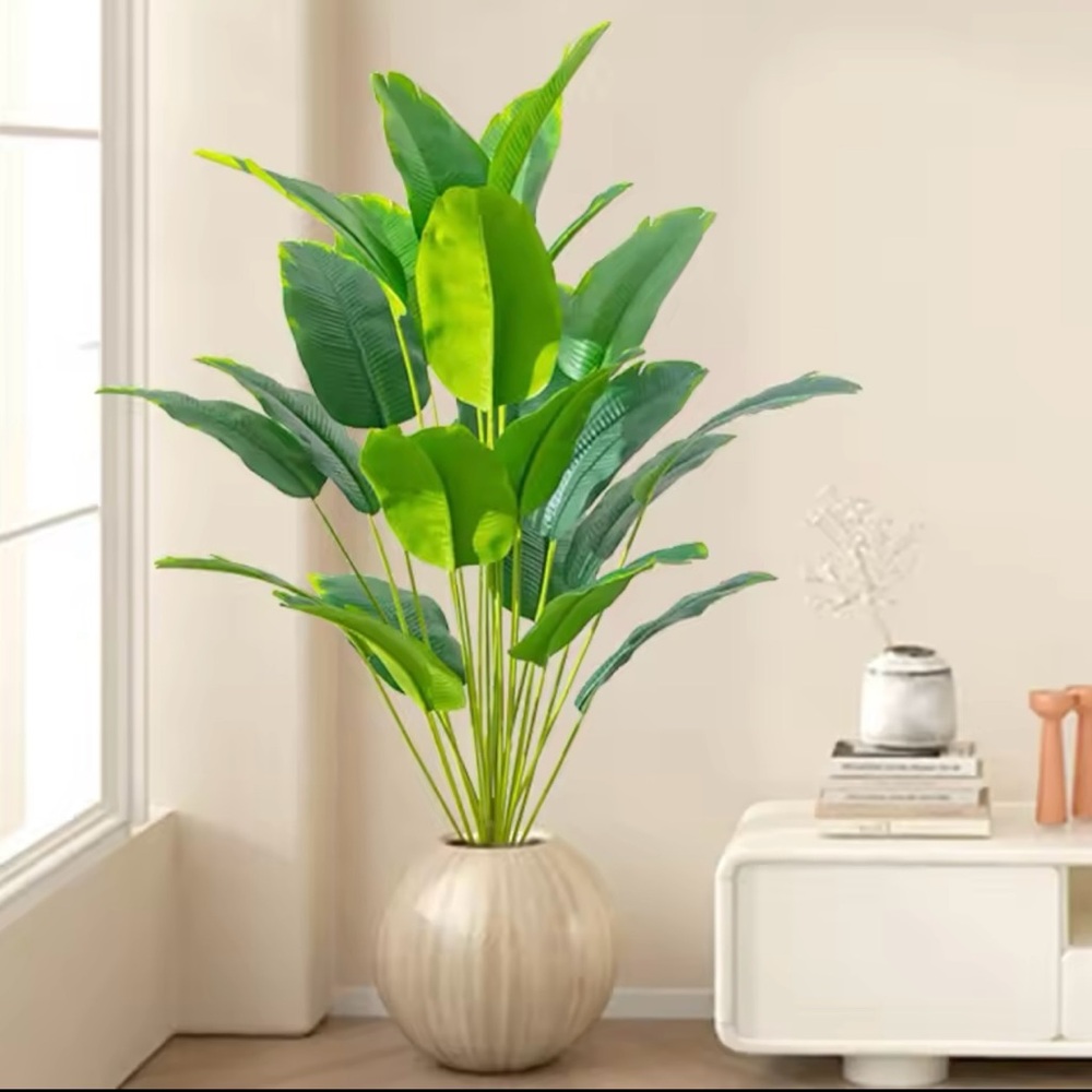 Artificial Green Plant in Tan Pot